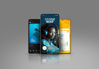 Phone Mockup – Front-View Set (3 Objects)