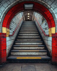 Subway stairs leading to tunnel