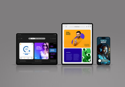 Tablet & Phone Mockup &ndash; Tablet Pro + Phone Pro (3 Objects)