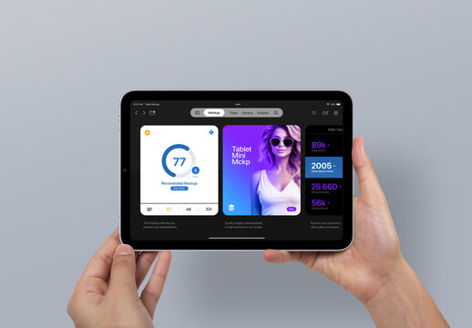 Tablet Mockup &ndash; Hand Holding Tablet Mini Horizontal