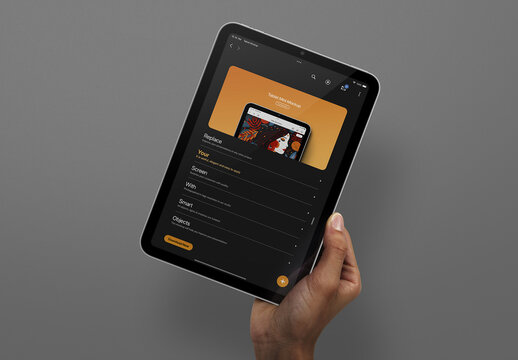 Tablet Mockup &ndash; Hand Holding Tablet Mini
