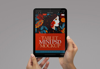Tablet Mockup – Hand Holding Tablet Mini Portrait