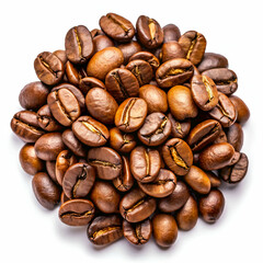 Fototapeta premium Roasted coffee beans in air aromatic closeup