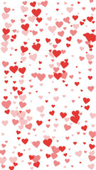Red hearts scattered on white background.