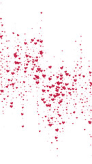 Obraz premium Red hearts scattered on white background.