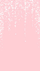 White hearts scattered on pink background.