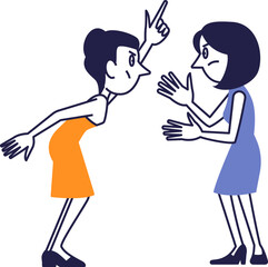 Flat Design Women Arguing &ndash; Cartoon Style Female Conflict Scene