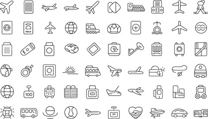 Travel and Transportation Icon Set: Essential Travel Symbols for Web Design, UI/UX, and Digital Projects