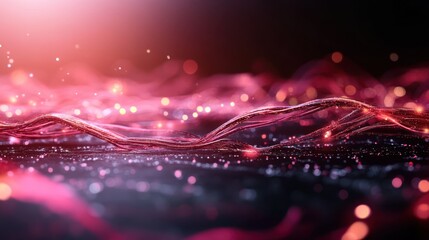 An enchanting display of abstract waves filled with vibrant colors and sparkling lights, conveying a sense of energy and movement that captivates the viewer's imagination.