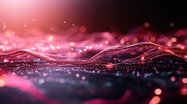 An enchanting display of abstract waves filled with vibrant colors and sparkling lights, conveying a sense of energy and movement that captivates the viewer's imagination.