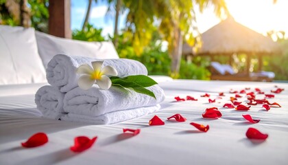 Tropical Getaway Luxury Bed Scene.