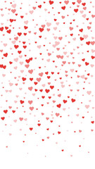 Red hearts scattered on white background.