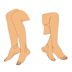 Collection. Silhouettes of human legs, feet in a modern one line style. Continuous line drawing, outline for decoration, posters, wall art, stickers, logo. Vector illustration set