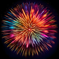 Vibrant Multicolored Fireworks Explosion at Night