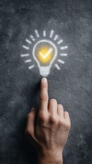 Professional hand touching chalk drawing on blackboard