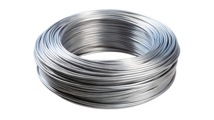 Iron Wire Roll on Transparent Background - Metal Coil, Steel Strand, Industrial Binding