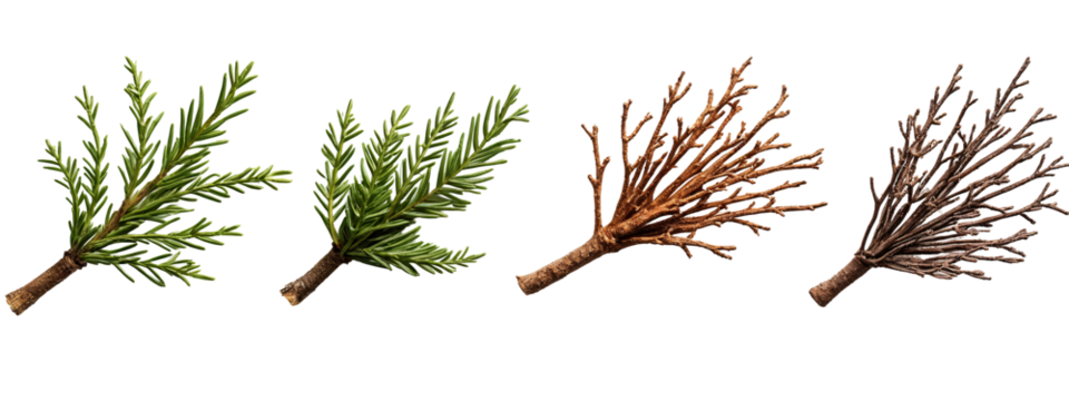 A set of four different types of branches