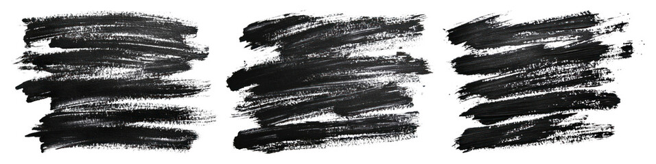 Obraz premium PNG Black brush stroke texture, element set on transparent background