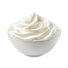 Creamy Whipped Topping in White Bowl Delicious Dessert Treat, isolated on transparent background, perfect cutout, PNG