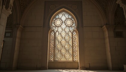 Islamic mashrabiya light filtering on floor