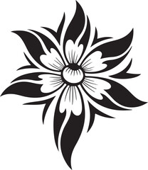 Ornate Black and White Flower Design silhouette