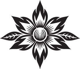 Ornate Black and White Flower Design silhouette