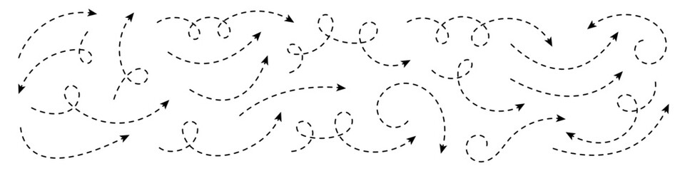 Collection of dashed curved arrows.