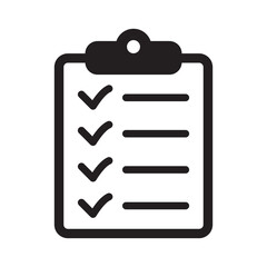 Checklist on clipboard icon.
