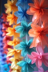 Obraz premium Bright paper flowers strung together create a vibrant and celebratory decoration