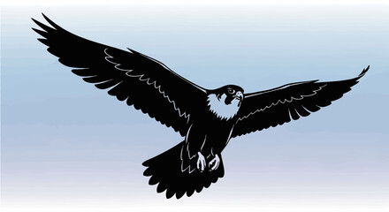 Naklejka premium Flying Eagle in Blue Sky Vector Illustration 