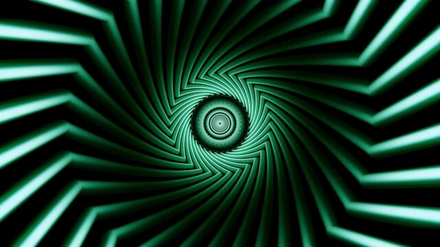 3D loop animation of glowing hypnotic tunnel spiral in motion