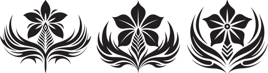 Ornate Black and White Flower Design silhouette