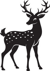 Obraz premium Spotted deer silhouette isolated on white background