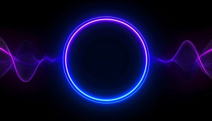 Glowing Purple Light Circle with Soft Waves on Dark Background – Abstract Festival Visual