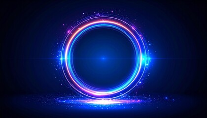 Vibrating Blue Light Ring on Dark Background – Minimal Futuristic Glow

