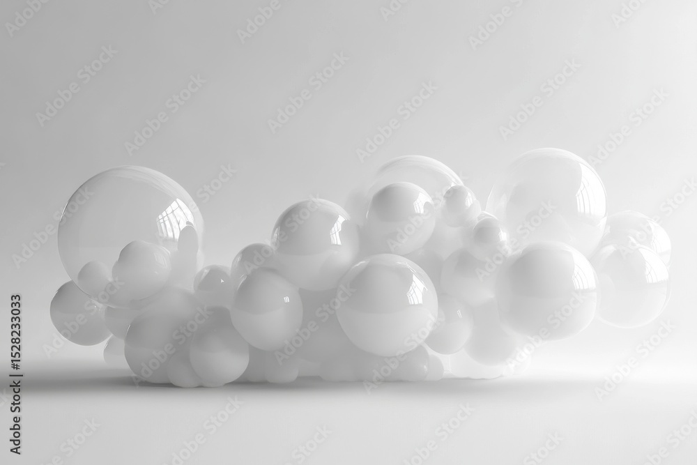 Poster inflated bubbles create a mesmerizing abstract composition floating in soft light, inflated bubbles 