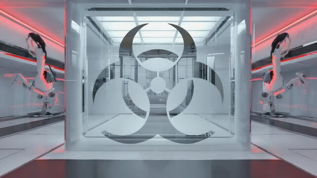 Biological hazard sign in a laboratory.
