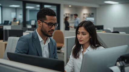 Fototapeta premium Professional Work Environment - Working Together in an Office