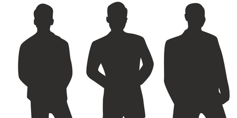 Silhouettes of men in vector, flat style. People in vector.