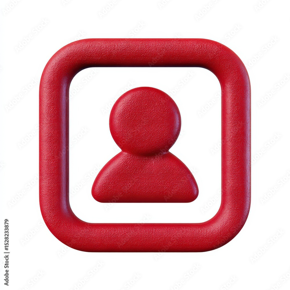 Poster modern user profile icon created in bold red color showcasing the essential elements of identity rep
