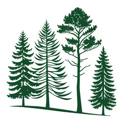 Obraz premium Dark green pine tree silhouettes vector illustration