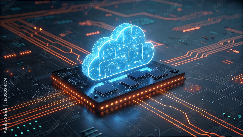 Poster abstract cloud computing data center technology concept