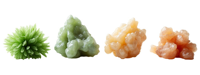 A group of three different colored rocks