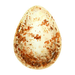 Watercolor illustration of a speckled bird egg in warm brown and beige tones. Suitable for spring, Easter, nature themes, and wildlife-inspired designs. Hand-painted with soft texture.