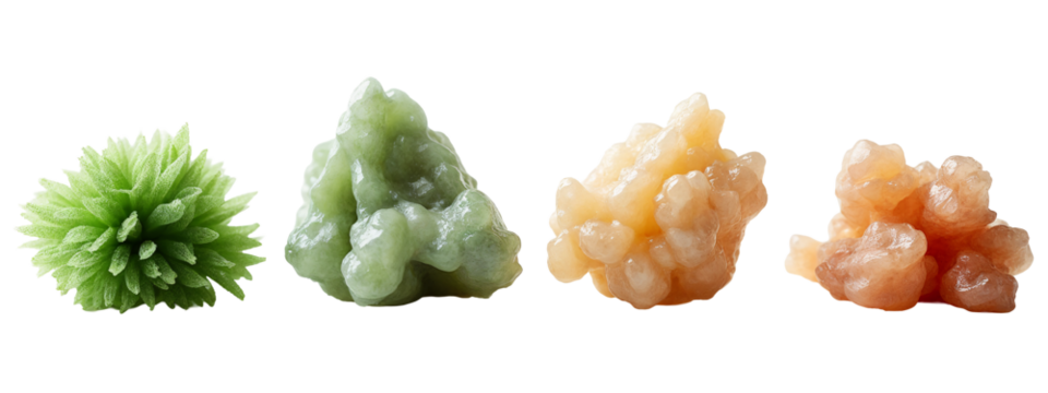 A group of three different colored rocks