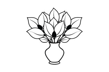 delicate-magnolia-bouquet-in-art-nouveau-vase-silh.eps