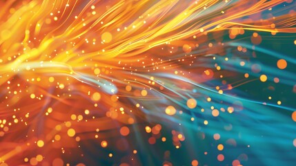 orange light trails dance across an abstract backdrop painting it with colorful luminescence