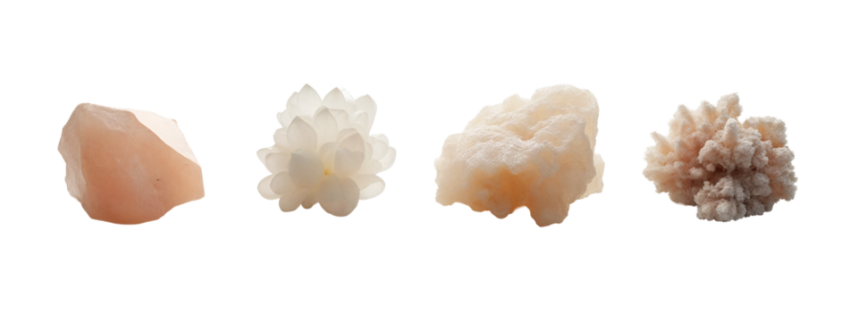 A group of three different types of crystals