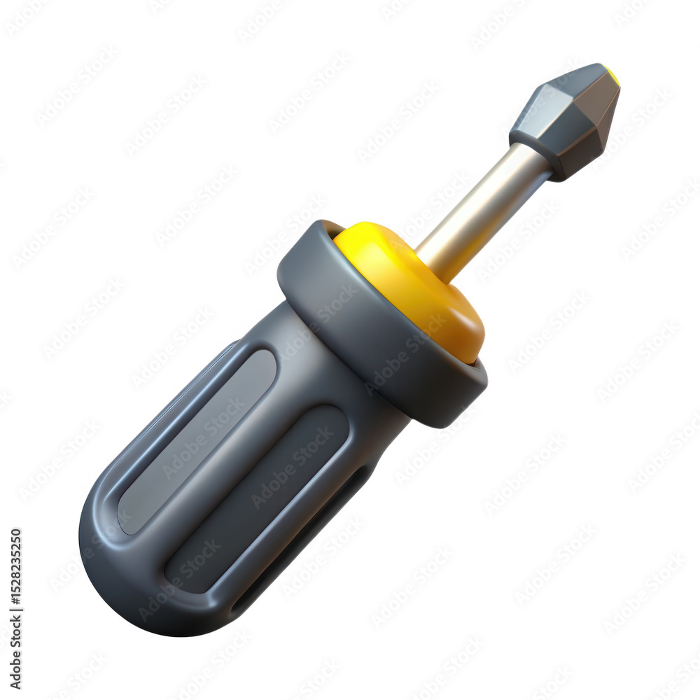 Poster 3d realistic screwdriver render isolated on transparent background