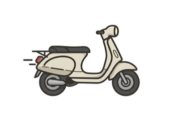 Illustration of a cream colored scooter with black accents on a white background image design
